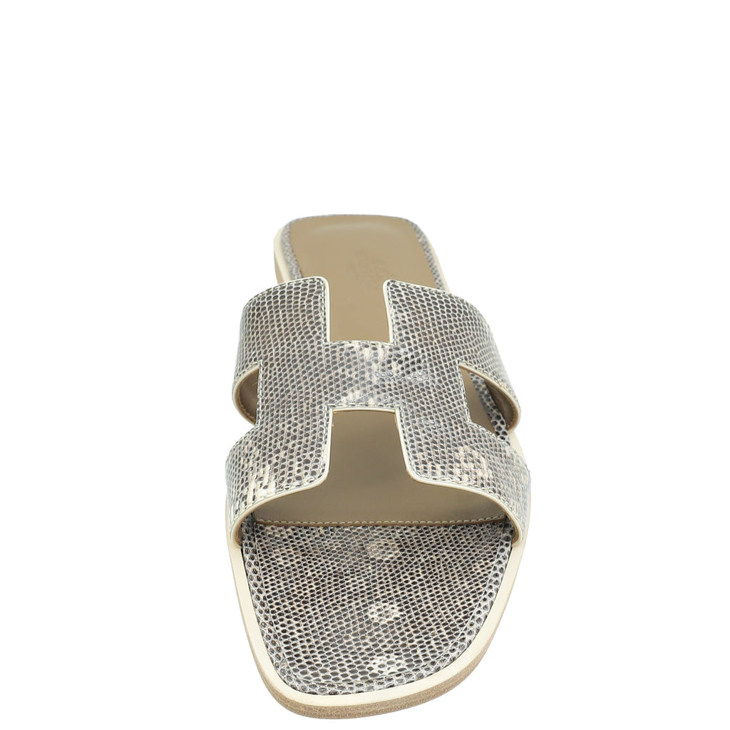 Hermes Ombre Oran Lizard Sandal 39