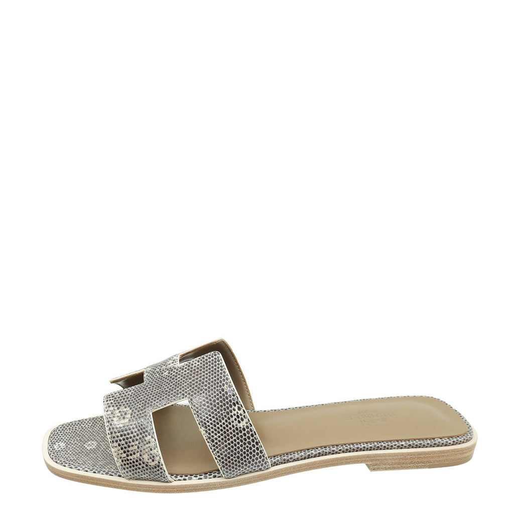 Hermes Ombre Oran Lizard Sandal 39