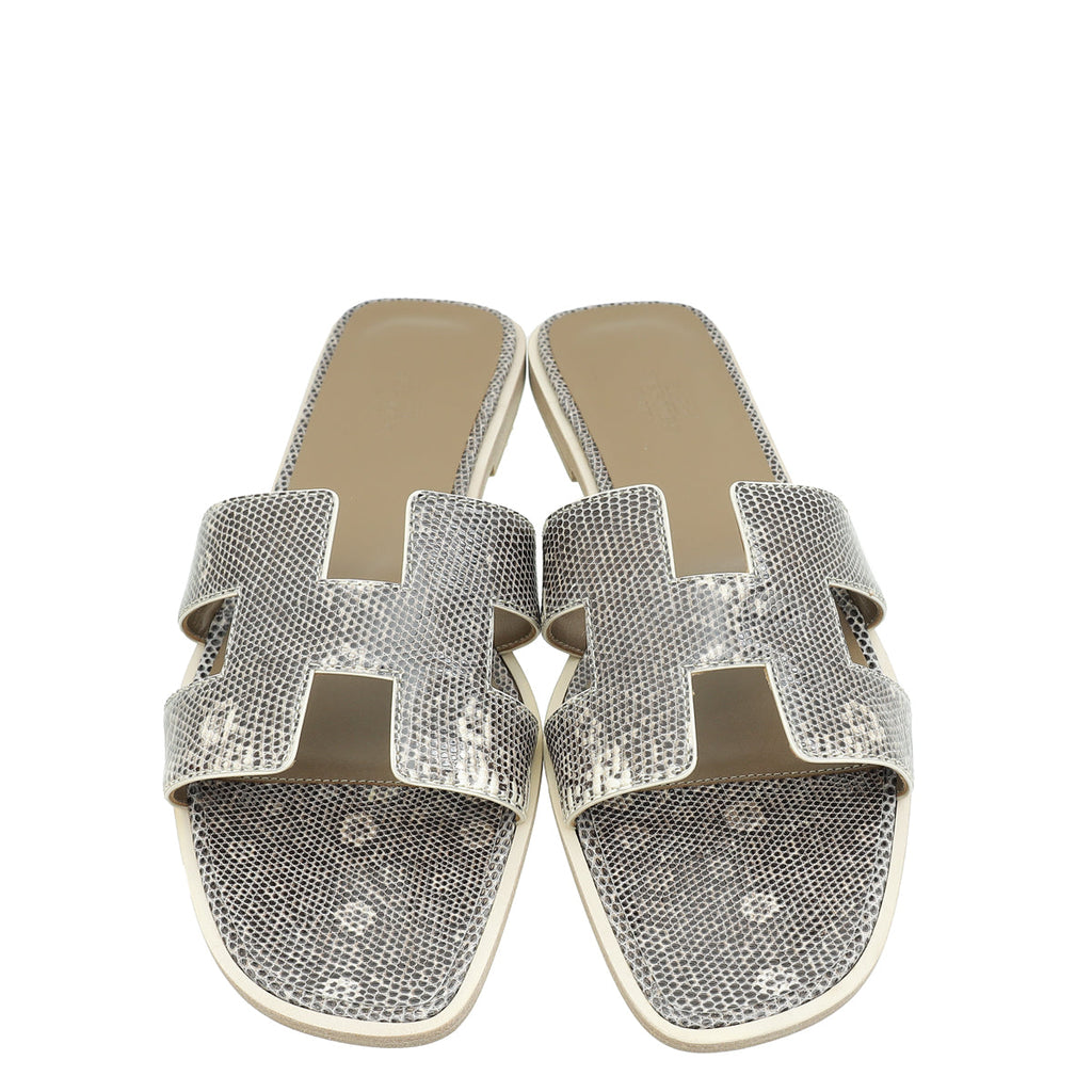 Hermes Ombre Oran Lizard Sandal 39