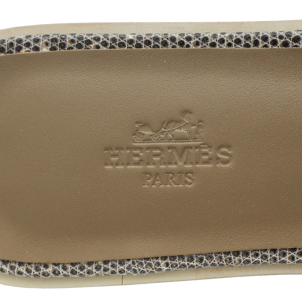Hermes Ombre Oran Lizard Sandal 39