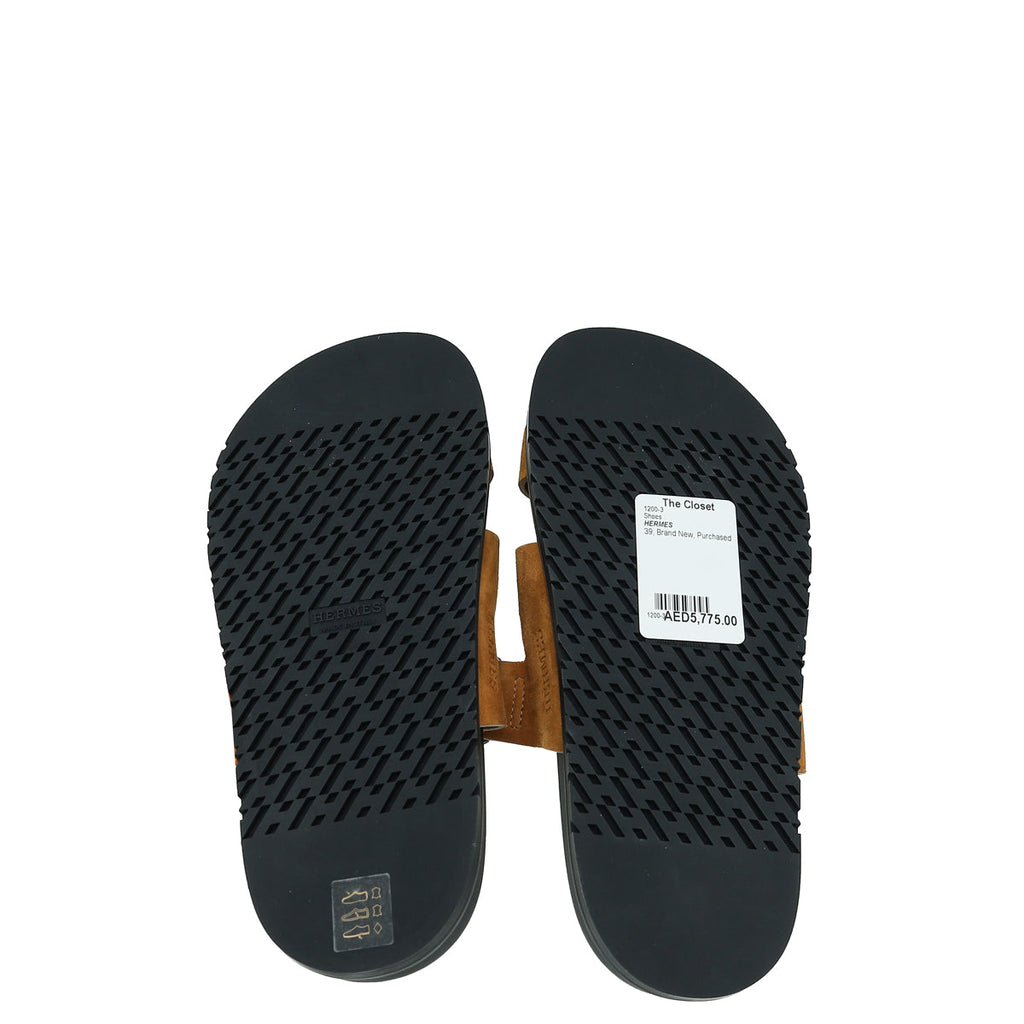 Hermes Natural Suede Goatskin Chypre Sandal 39