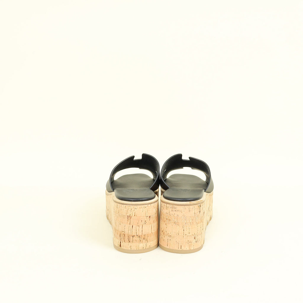 Hermes Noir Eze Sandal 39