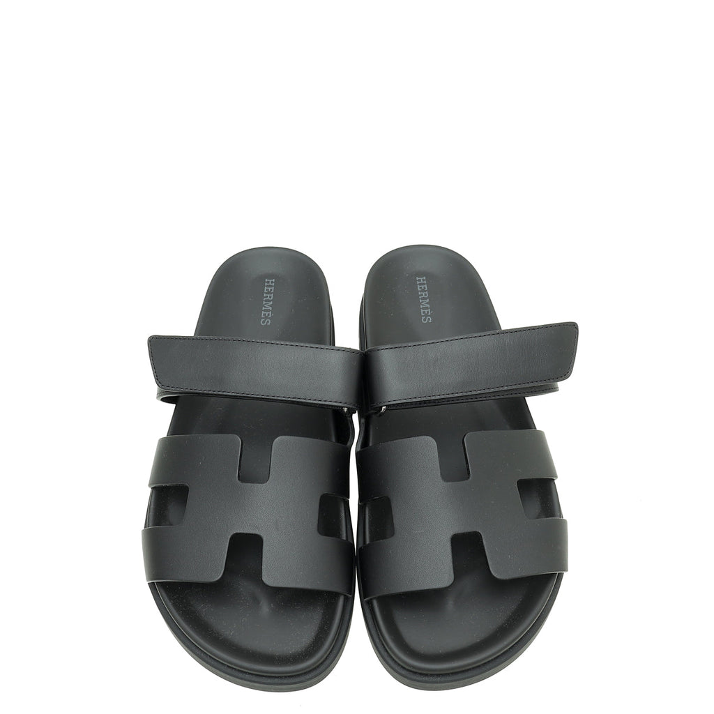 Hermes Noir Chypre Sandal 39