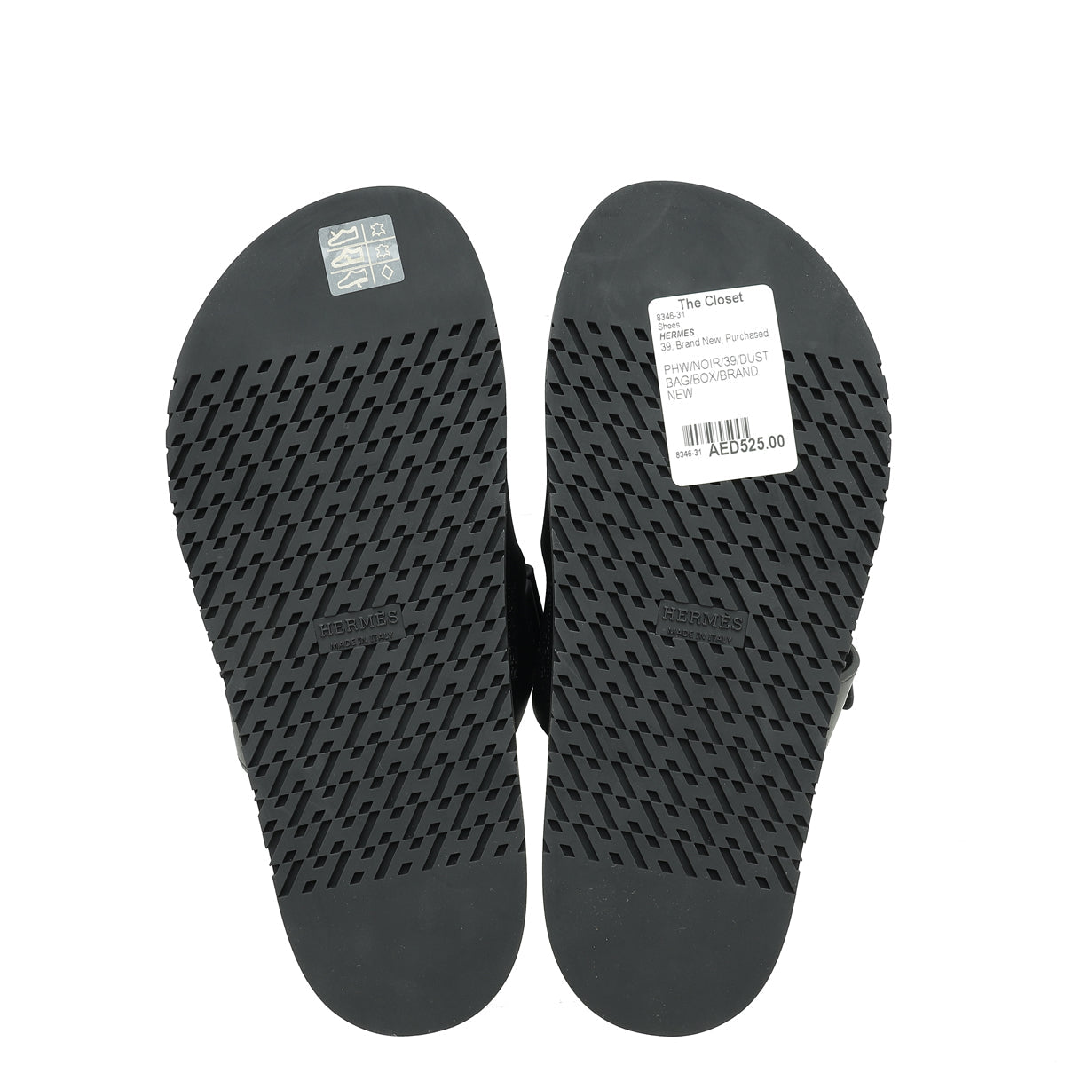 Hermes Noir Chypre Sandal 39