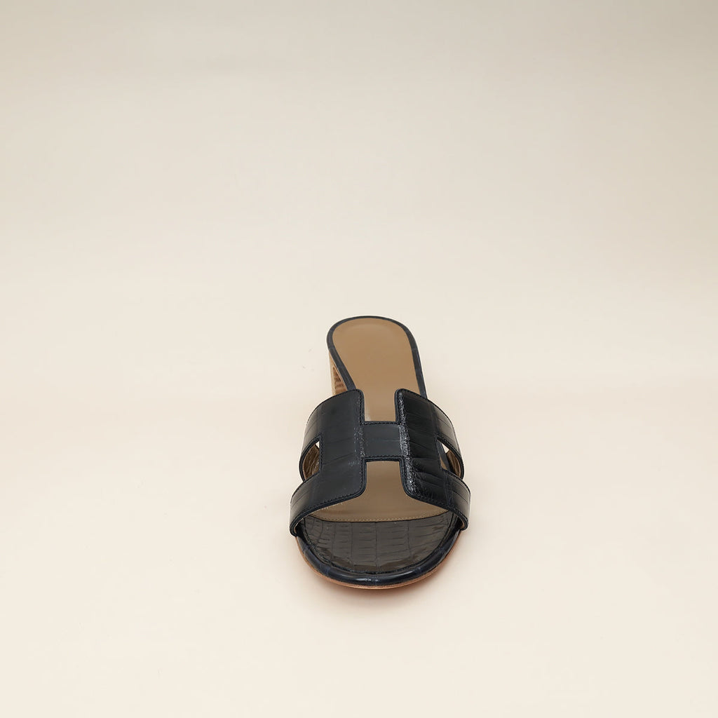 Hermes Bleu Marine Alligator Oasis Mississippiensis Sandal 39