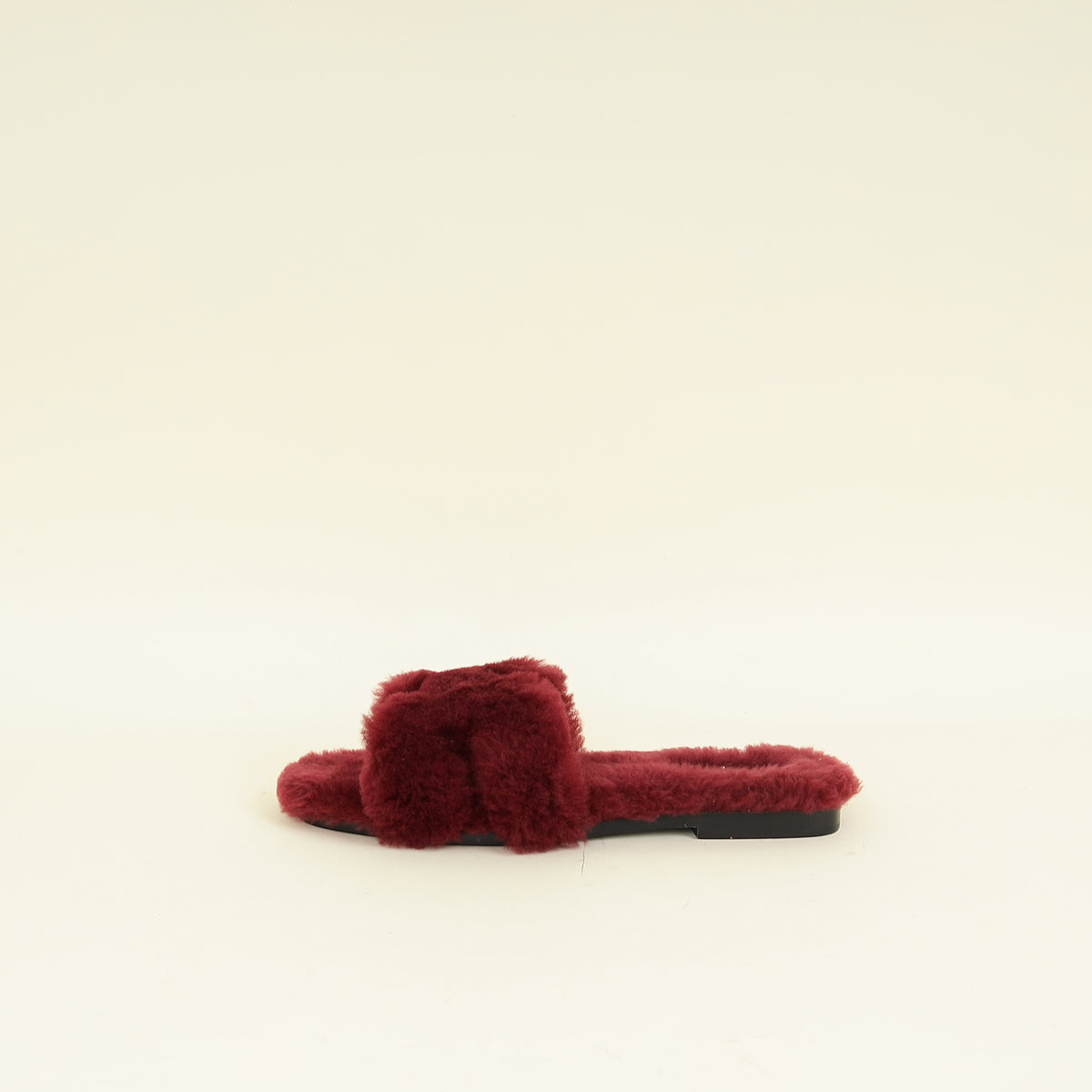 Hermes Rouge H Sherling Oran Sandals 40