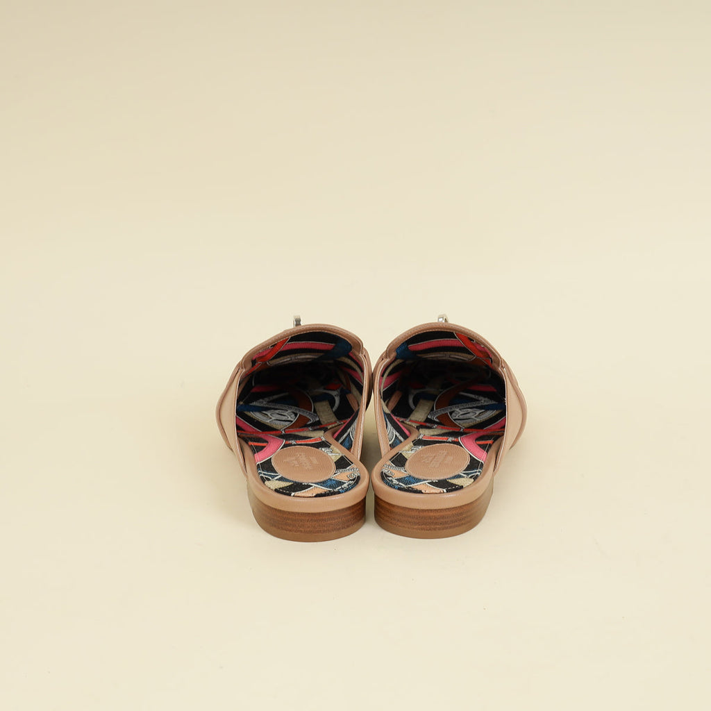 Hermes Beige Sarrazin Patterned Insole Oz Mule 40