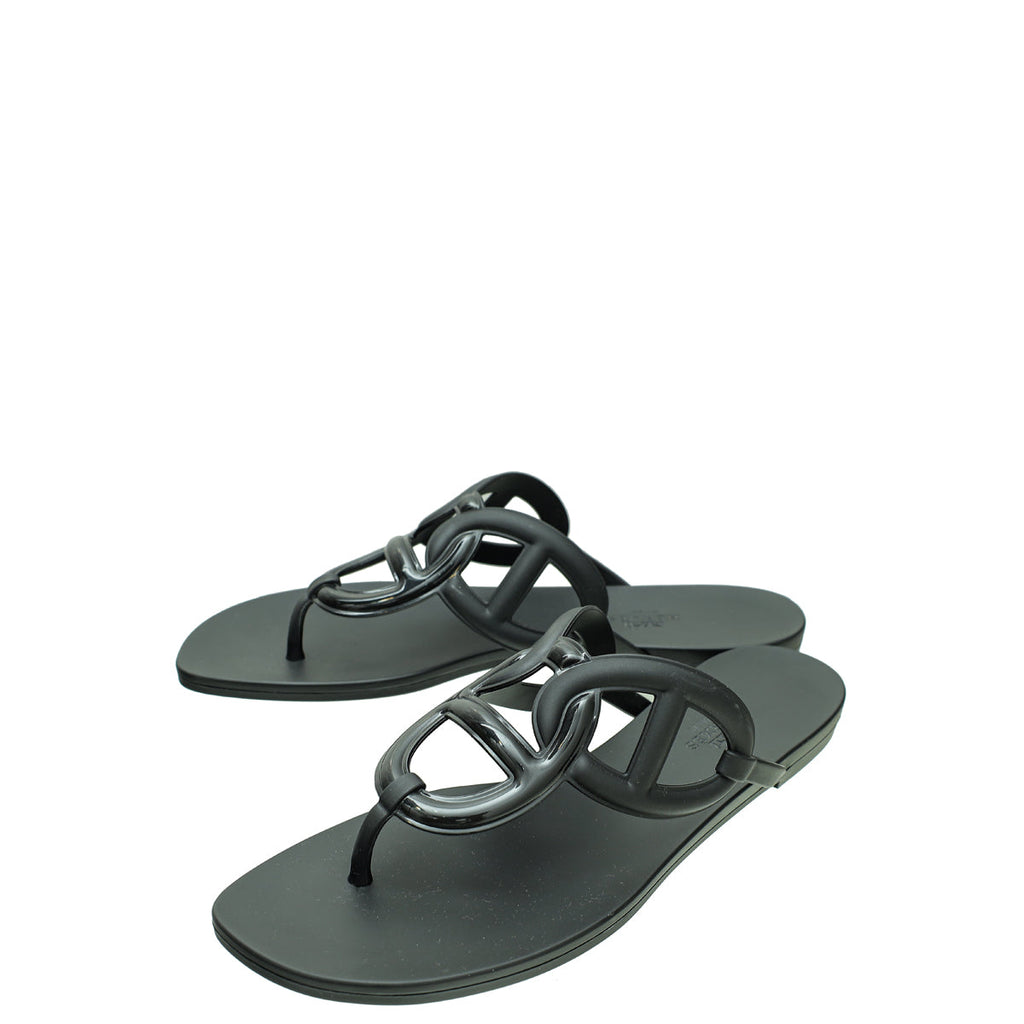 Hermes Noir Egerie Waterproof TPU Sandal 40