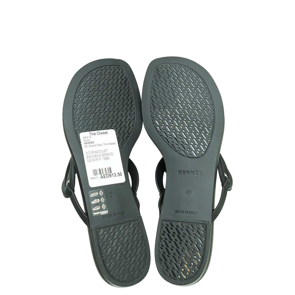 Hermes Noir Egerie Waterproof TPU Sandal 40