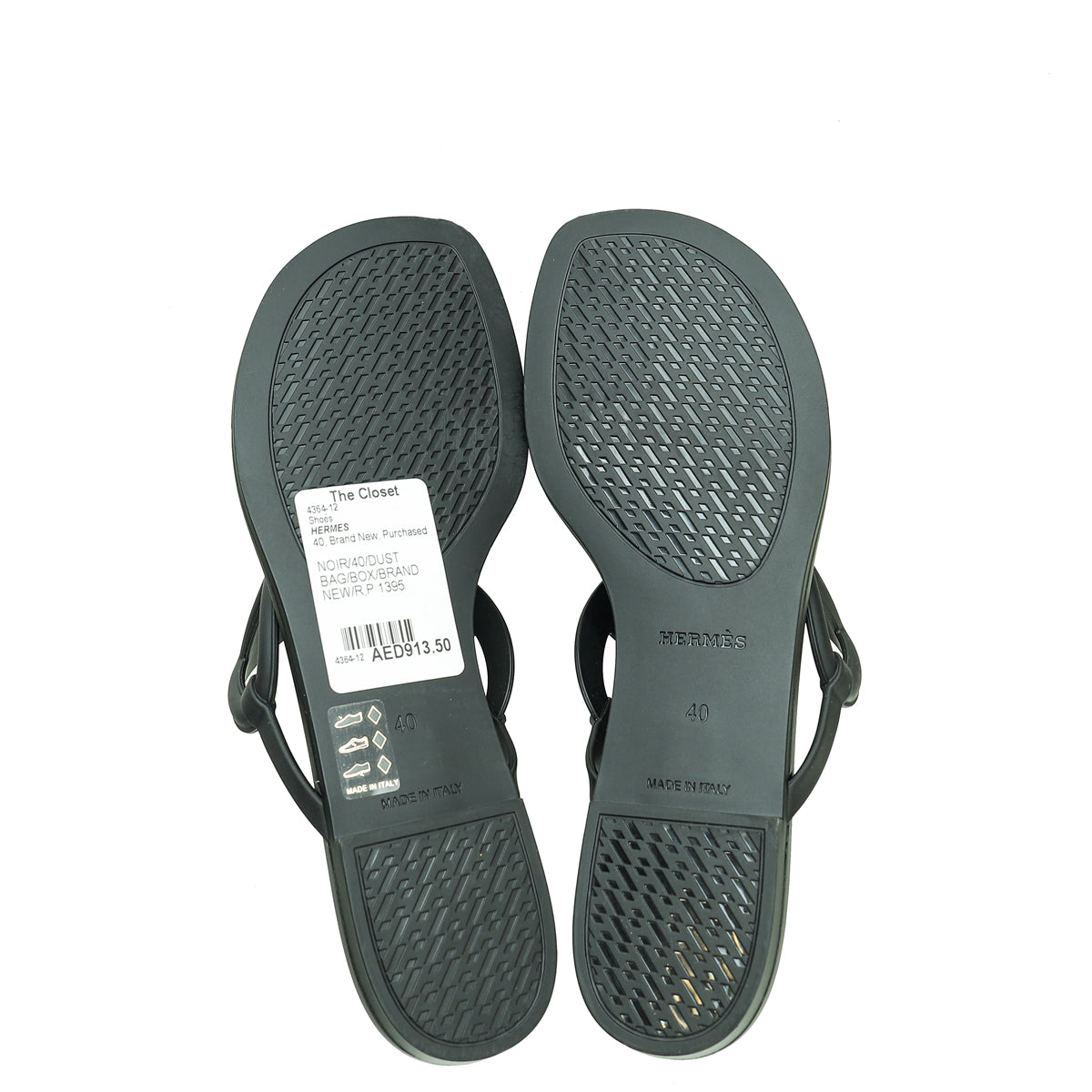 Hermes Noir Egerie Waterproof TPU Sandal 40