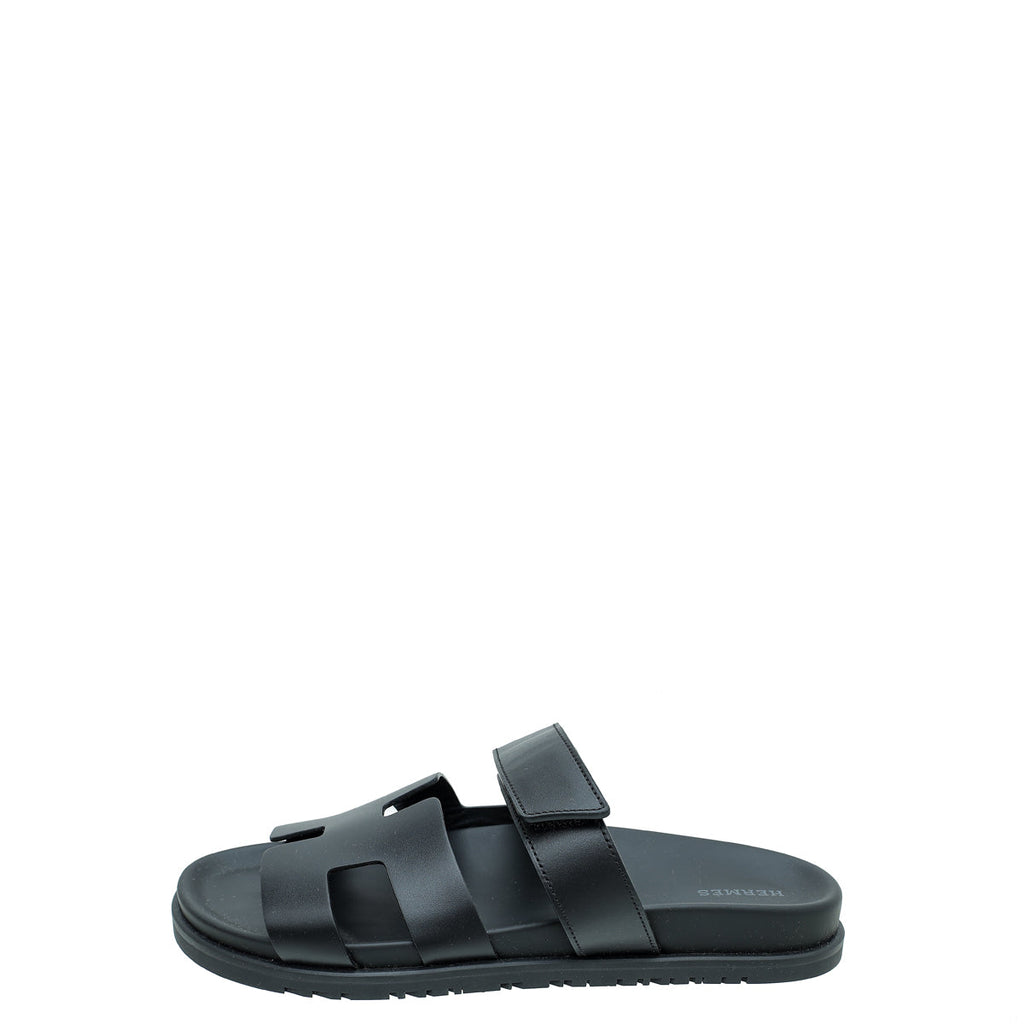 Hermes Black Chypre Sandals 40