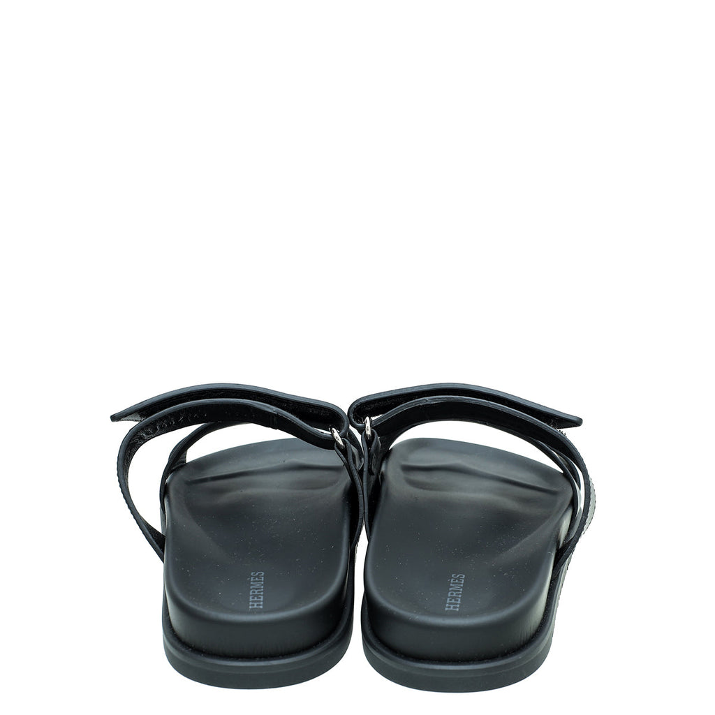 Hermes Black Chypre Sandals 40