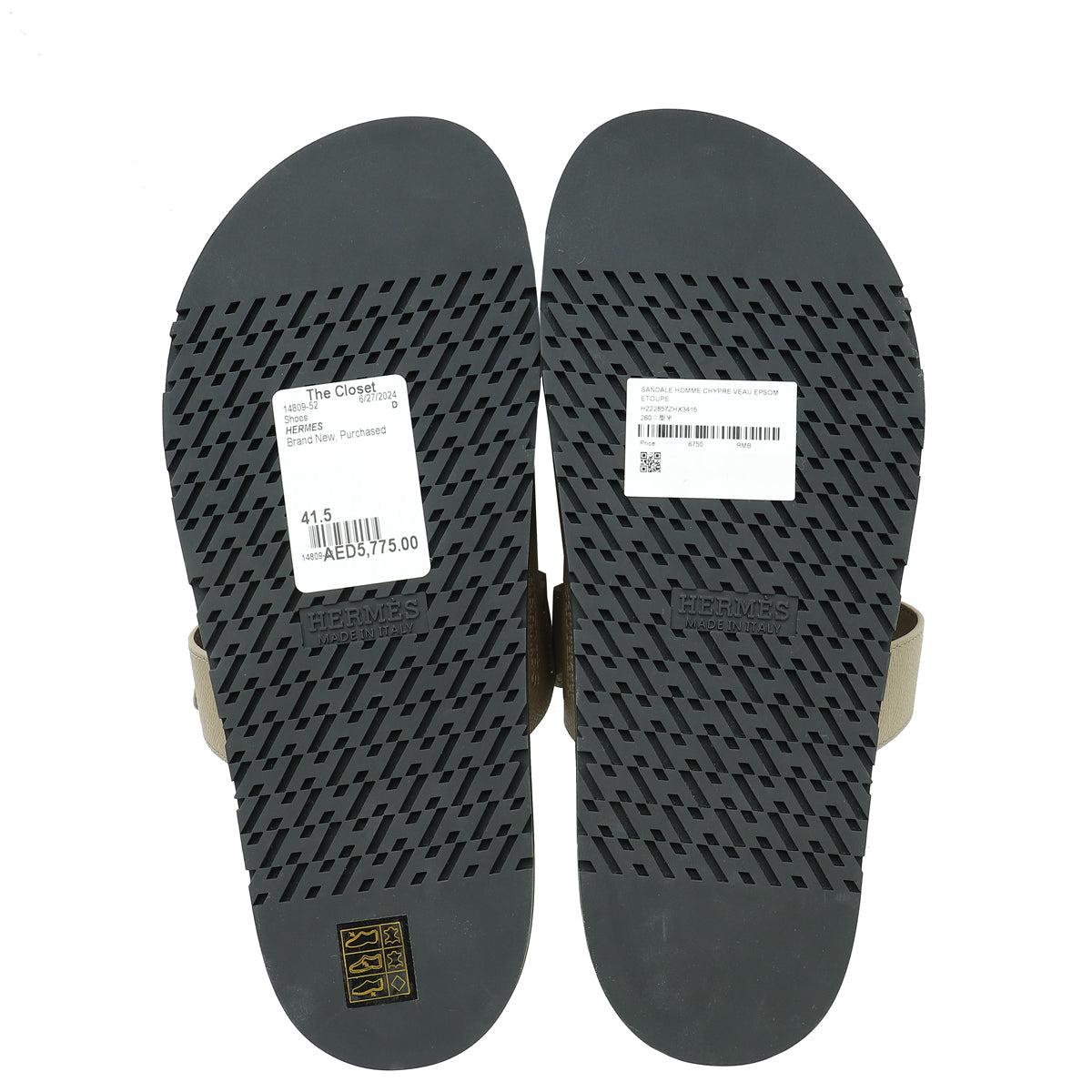 Hermes Etoupe Chypre Sandal 41.5