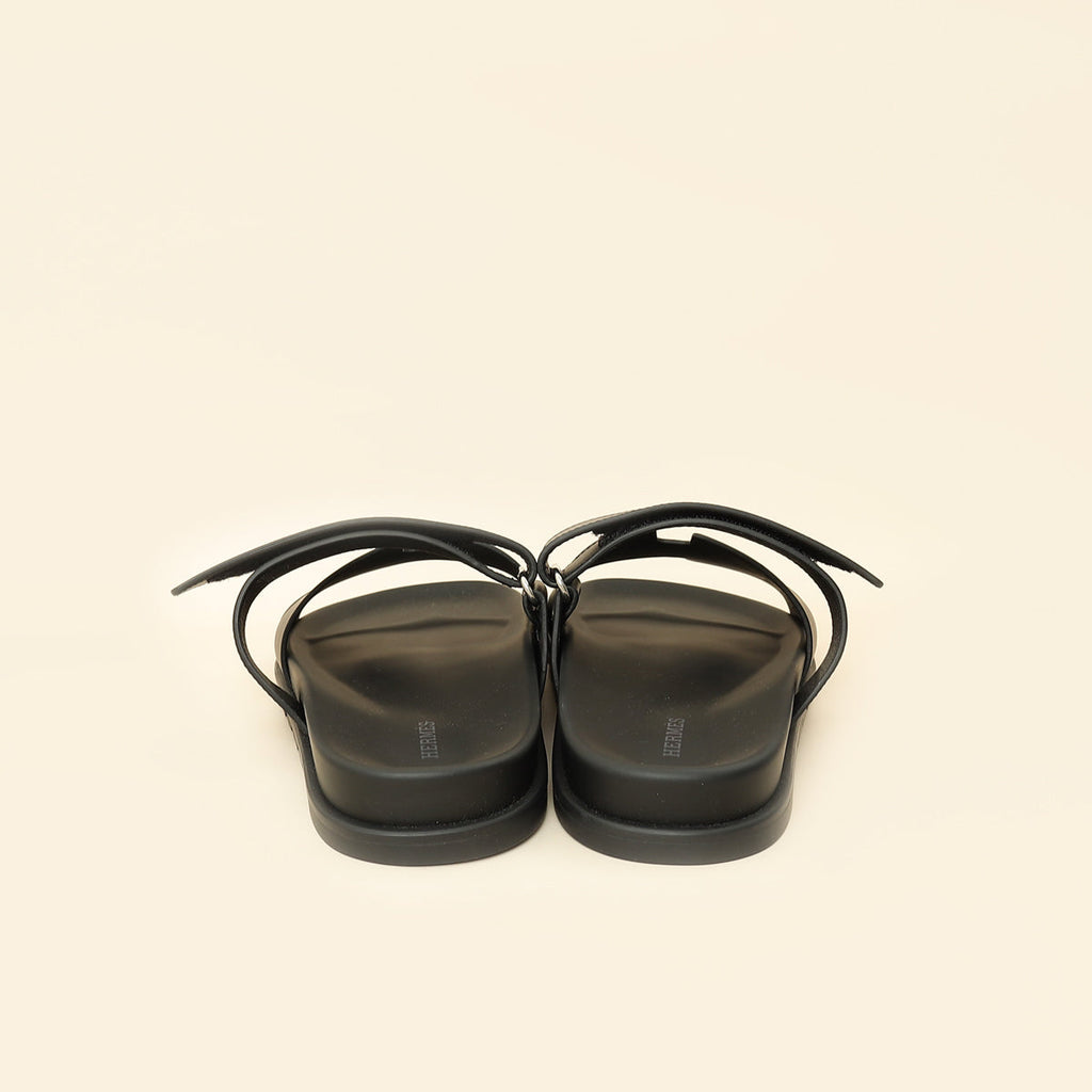 Hermes Black Chypre Sandals 41