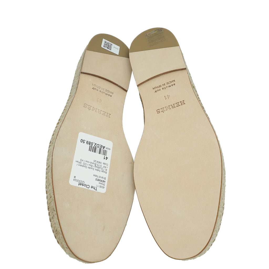 Hermes Beige Sable Trip Suede Goatskin Espadrille 41