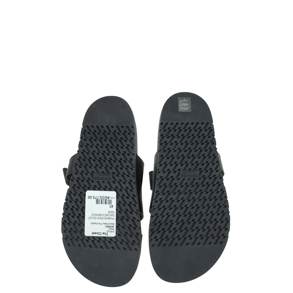 Hermes Noir Chypre Calfskin Sandal 41