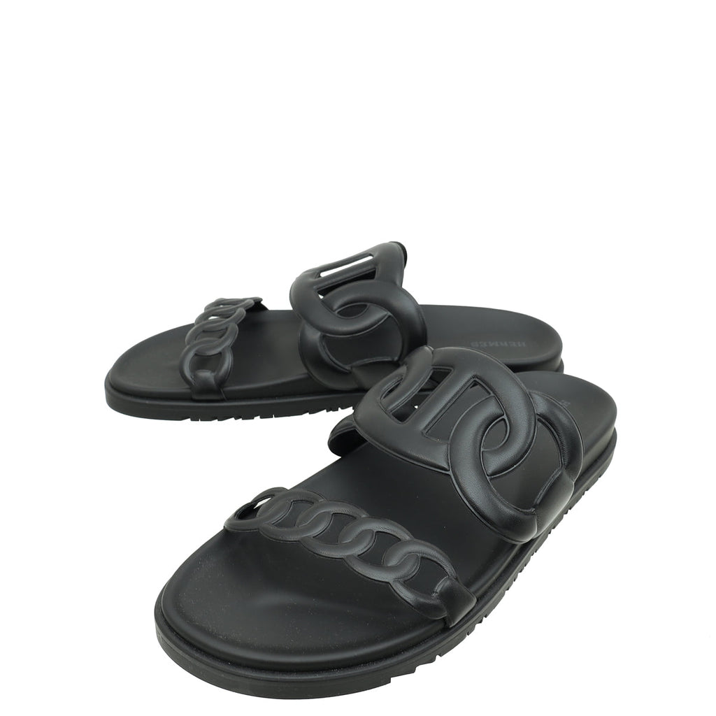 Hermes Noir Extra Sandal 42
