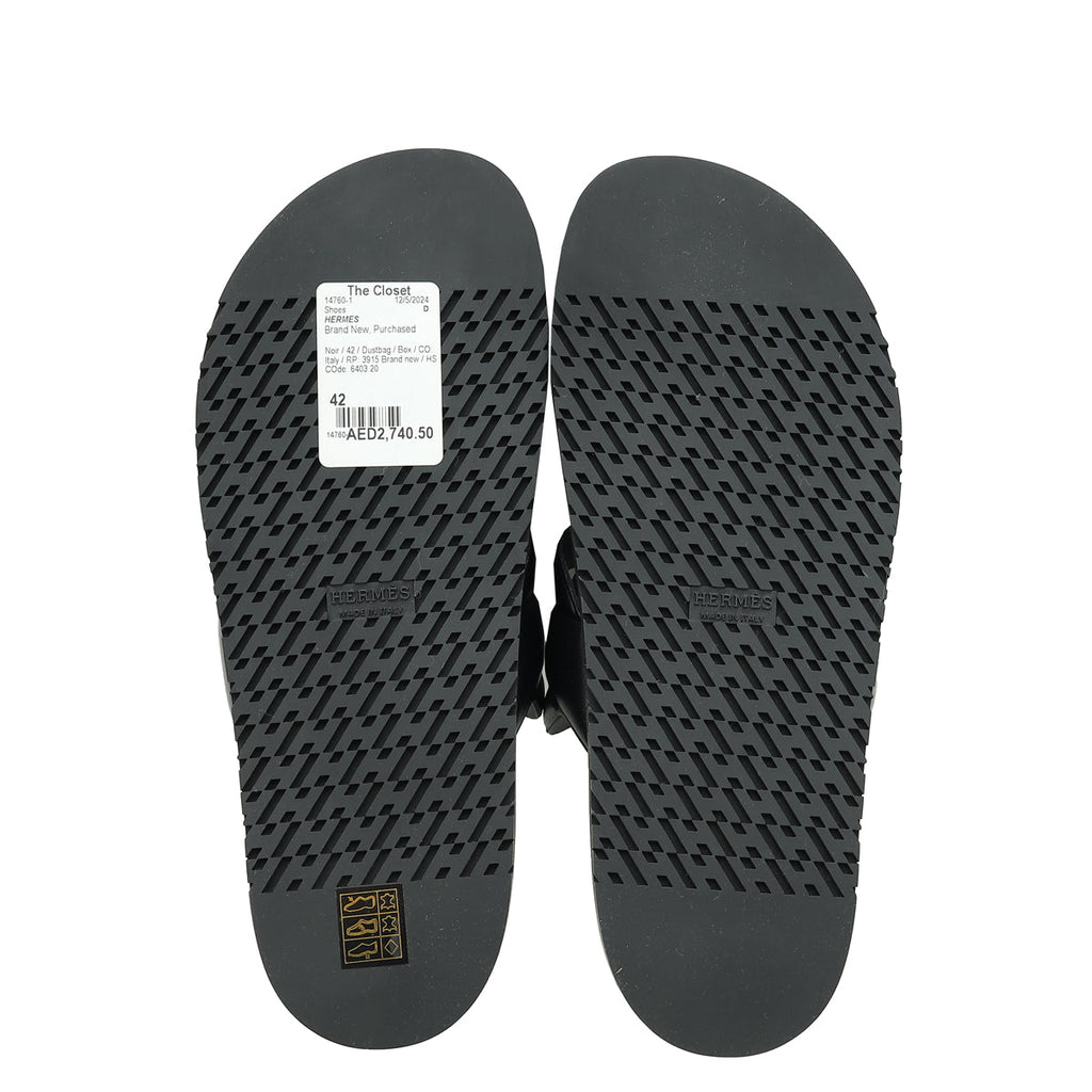 Hermes Noir Extra Sandal 42