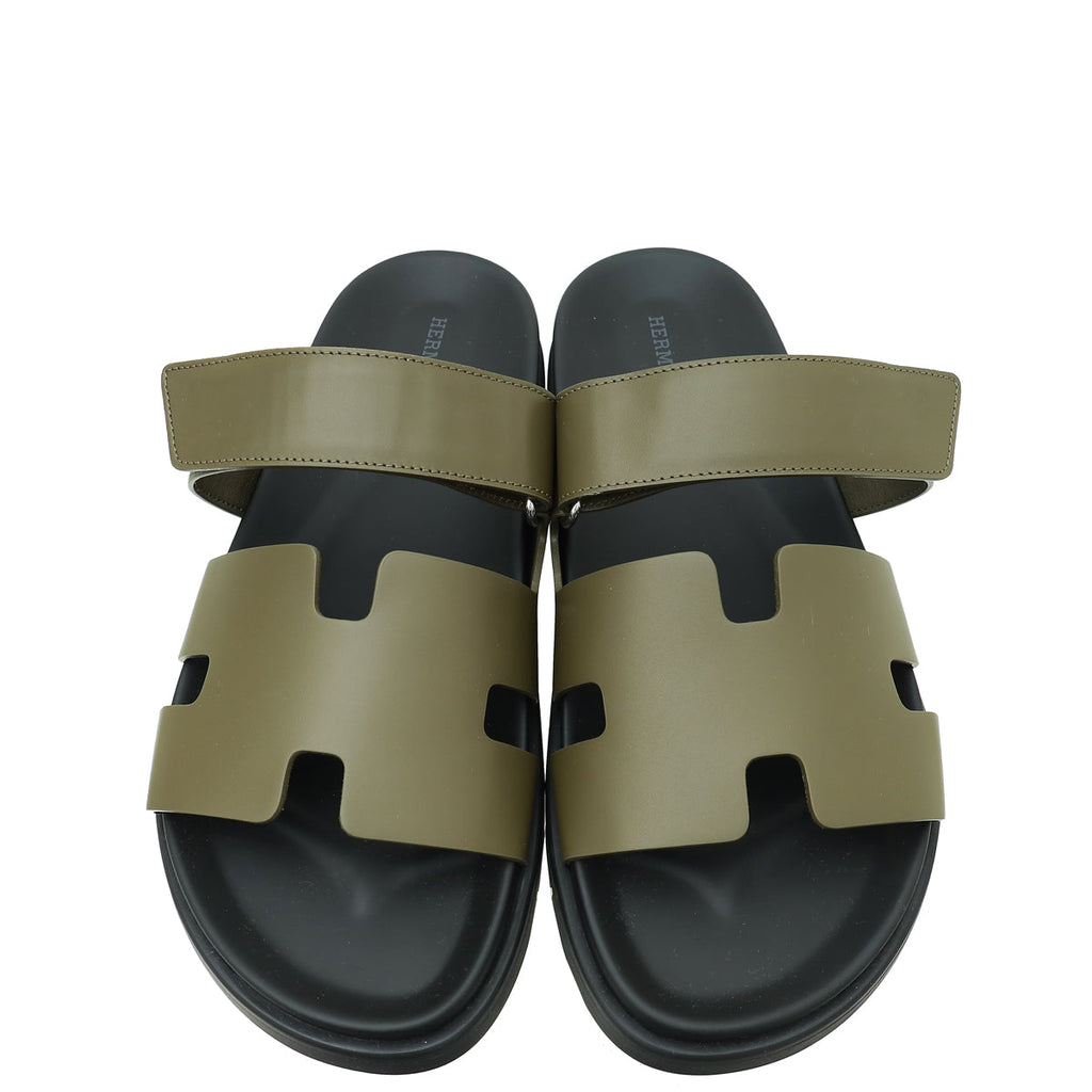 Hermes Vert Toundra Chypre Sandals 43
