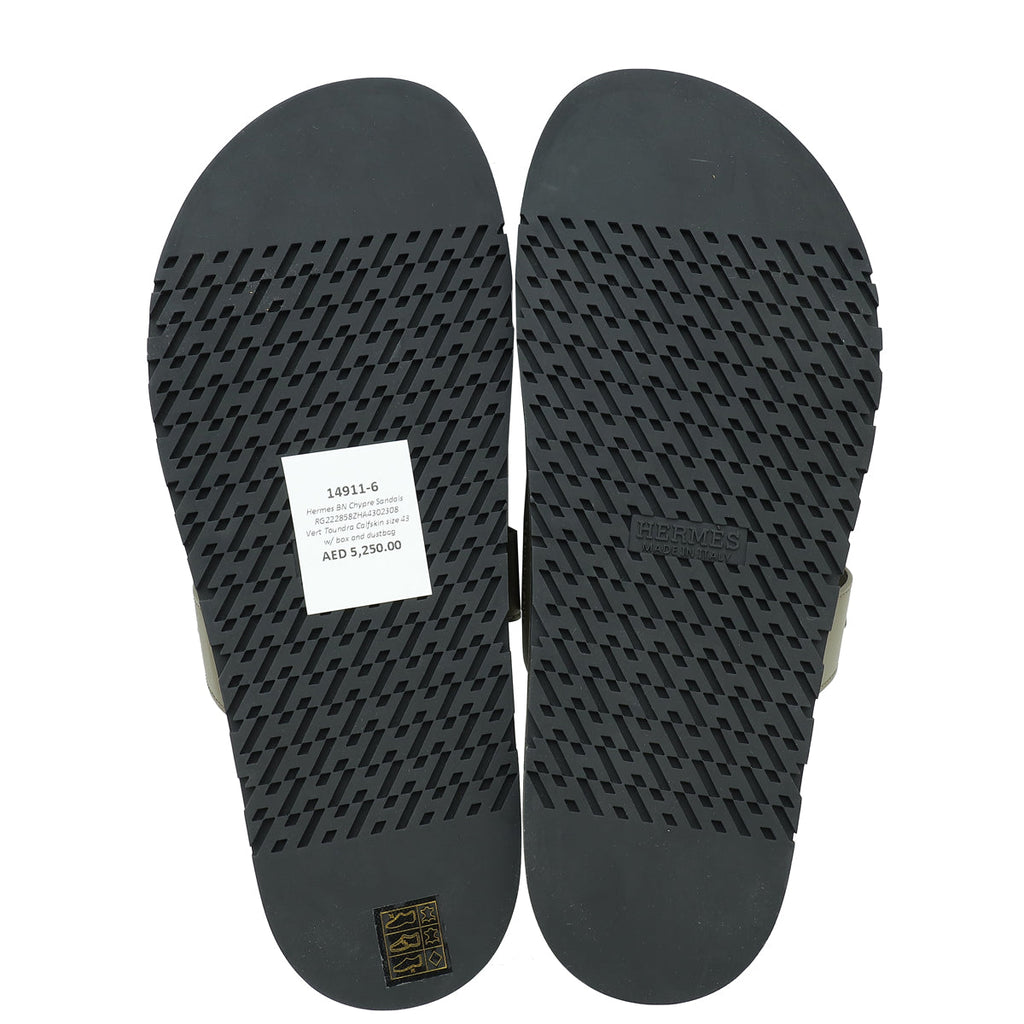 Hermes Vert Toundra Chypre Sandals 43