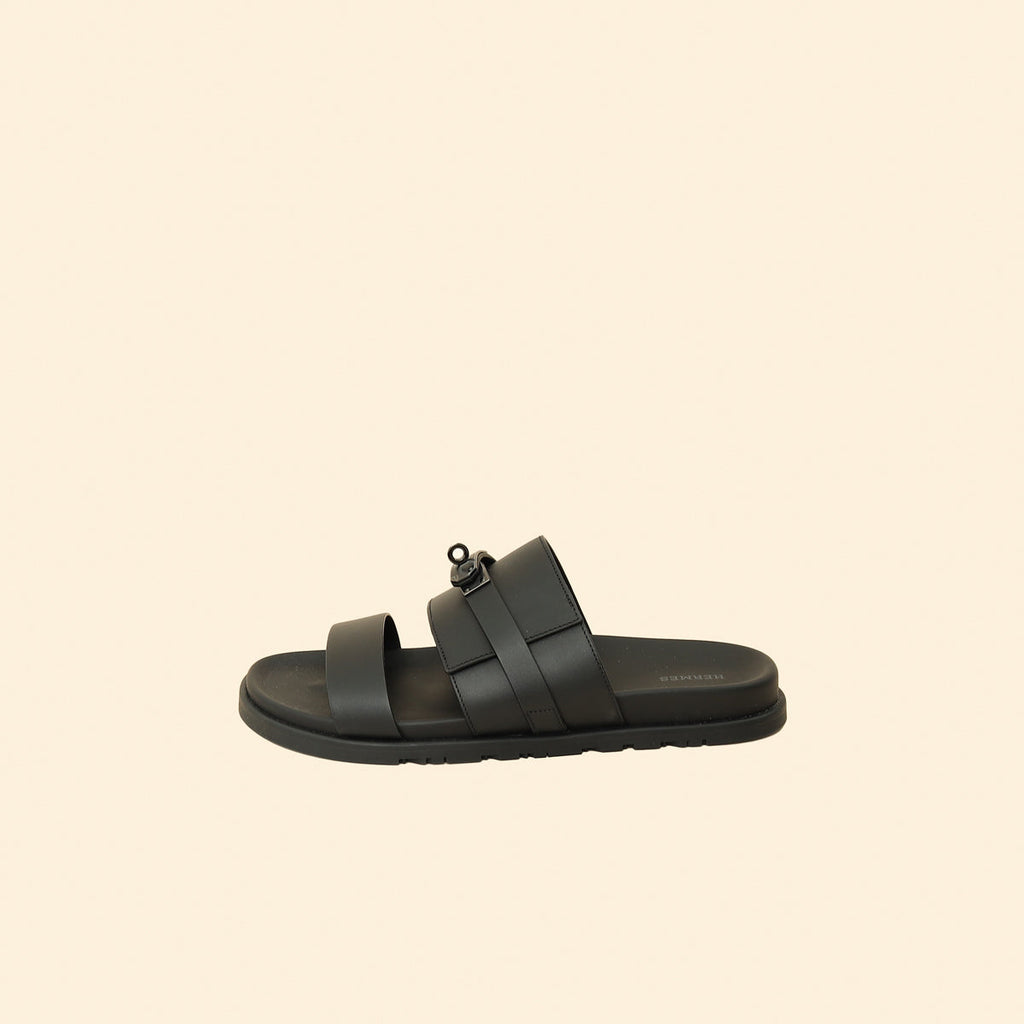 Hermes Noir Jackson Sandals 44