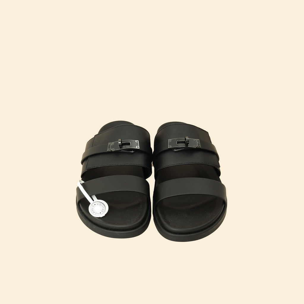 Hermes Noir Jackson Sandals 44
