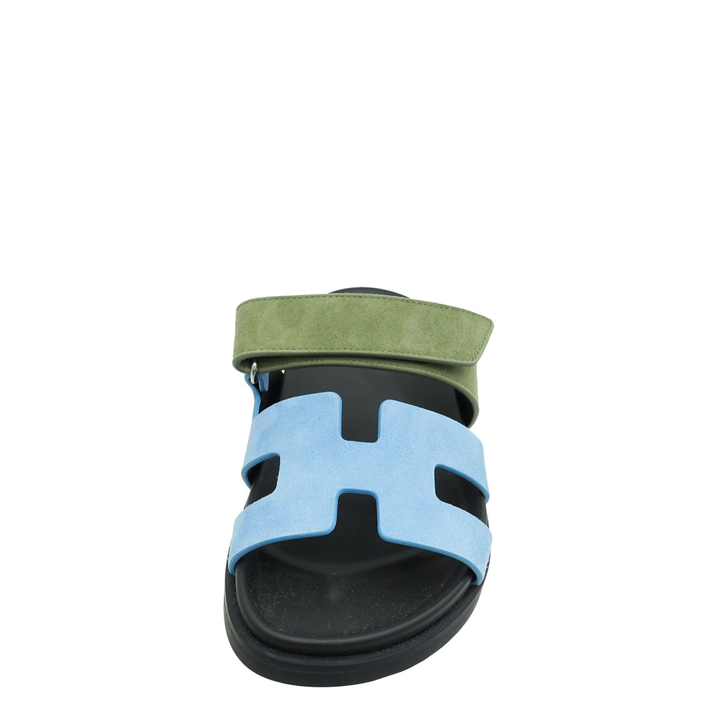 Hermes Bicolor Chypre Goatskin Suede Sandal 36.5