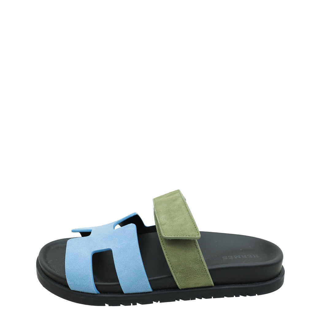 Hermes Bicolor Chypre Goatskin Suede Sandal 36.5