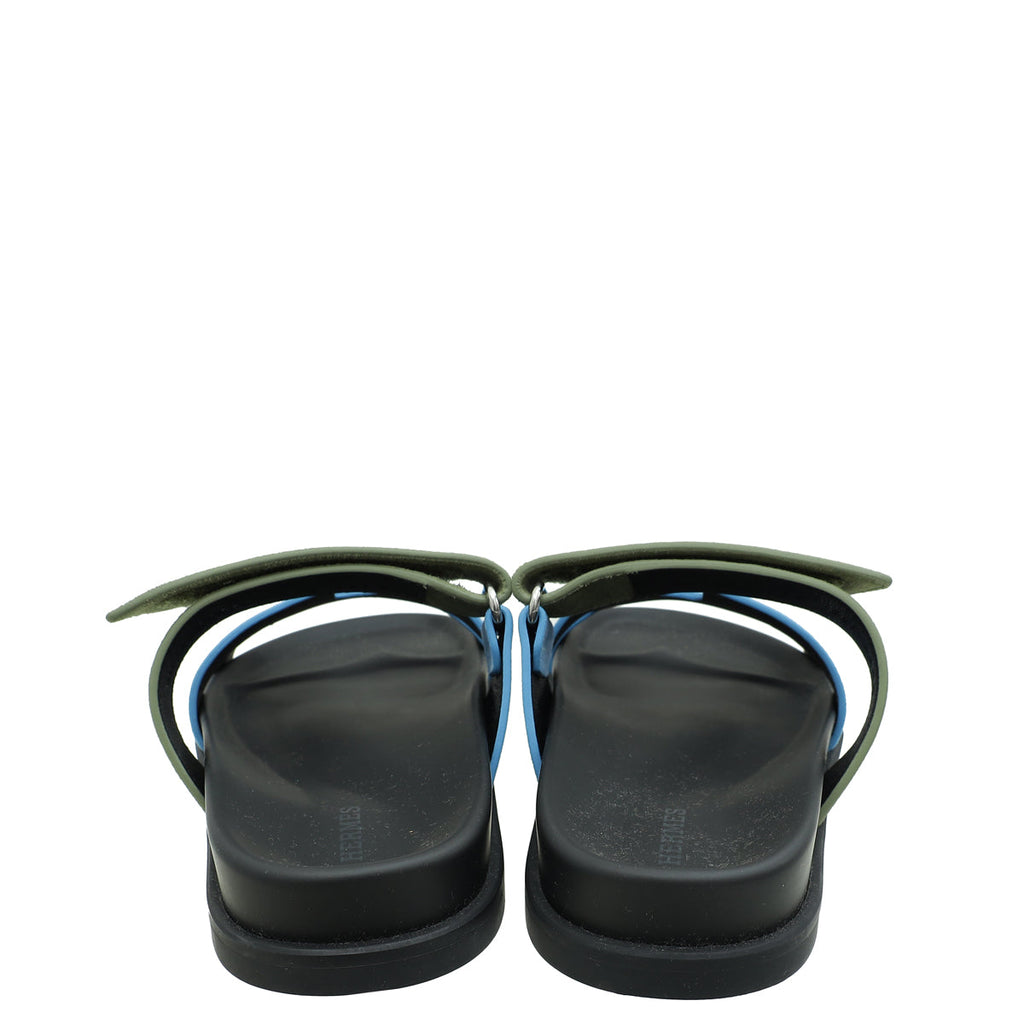 Hermes Bicolor Chypre Goatskin Suede Sandal 36.5