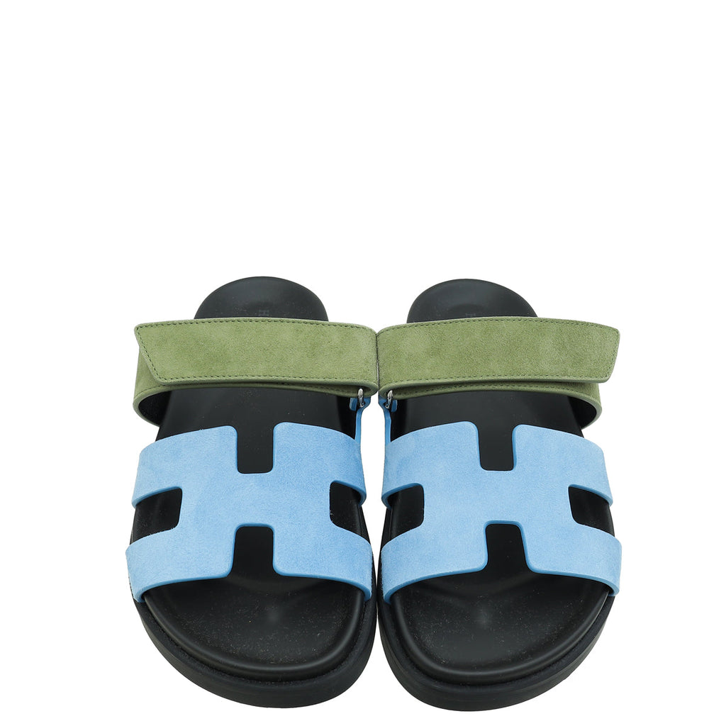 Hermes Bicolor Chypre Goatskin Suede Sandal 36.5