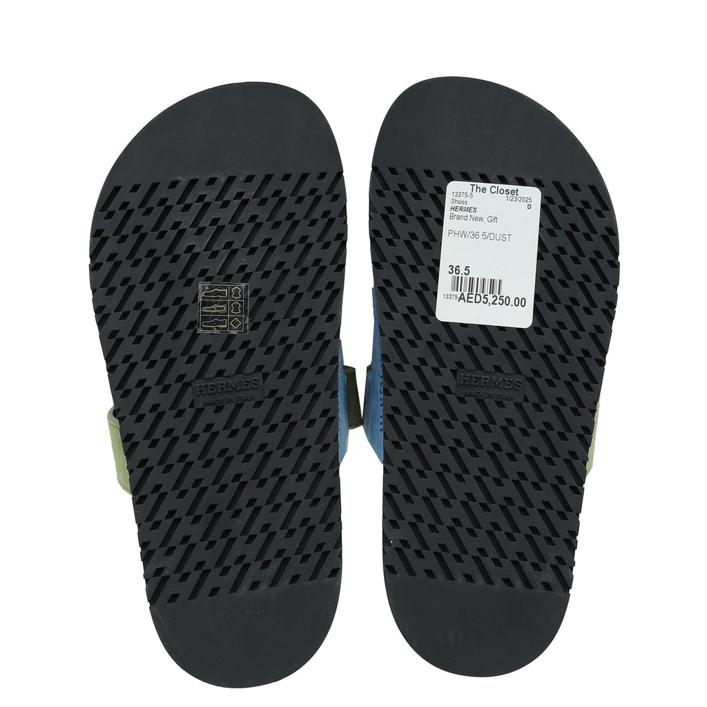 Hermes Bicolor Chypre Goatskin Suede Sandal 36.5