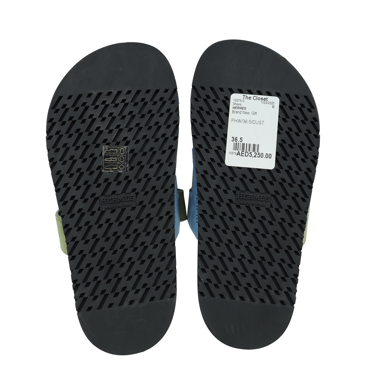 Hermes Bicolor Chypre Goatskin Suede Sandal 36.5