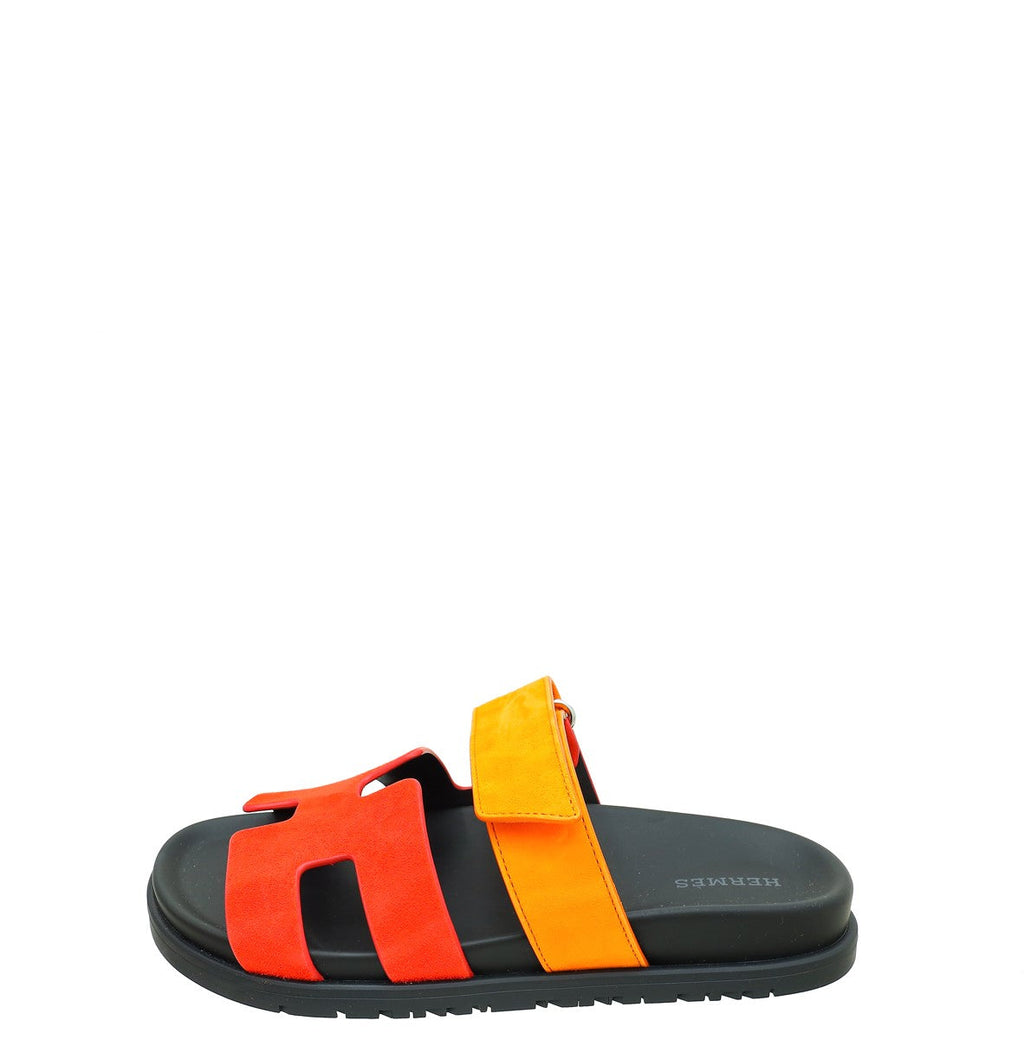 Hermes Bicolor Suede Chypre Sandal 36