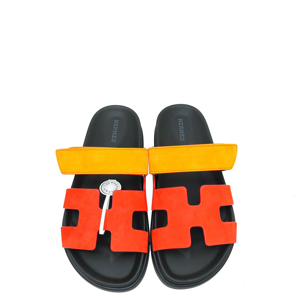 Hermes Bicolor Suede Chypre Sandal 36
