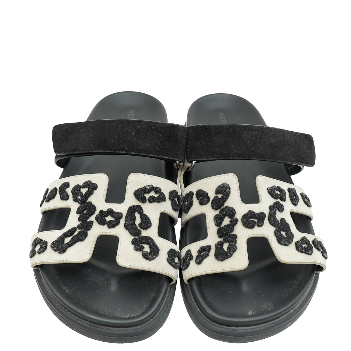 Hermes Bicolor Chypre Leopard Suede Goatskin Sandal 39.5