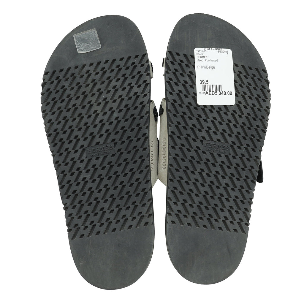 Hermes Bicolor Chypre Leopard Suede Goatskin Sandal 39.5