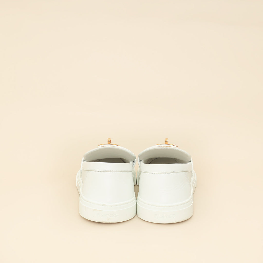 Hermes Blanc Game Slip-On Sneaker 38