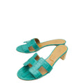 Hermes Vert Jade Matte Alligator Oasis Sandal 37.5
