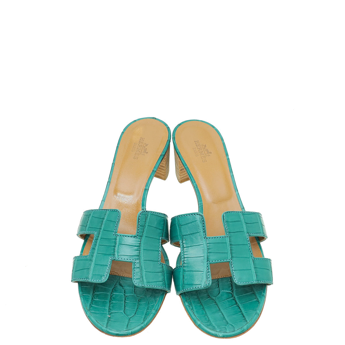 Hermes Vert Jade Matte Alligator Oasis Sandal 37.5