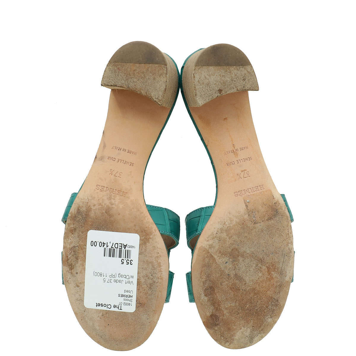 Hermes Vert Jade Matte Alligator Oasis Sandal 37.5