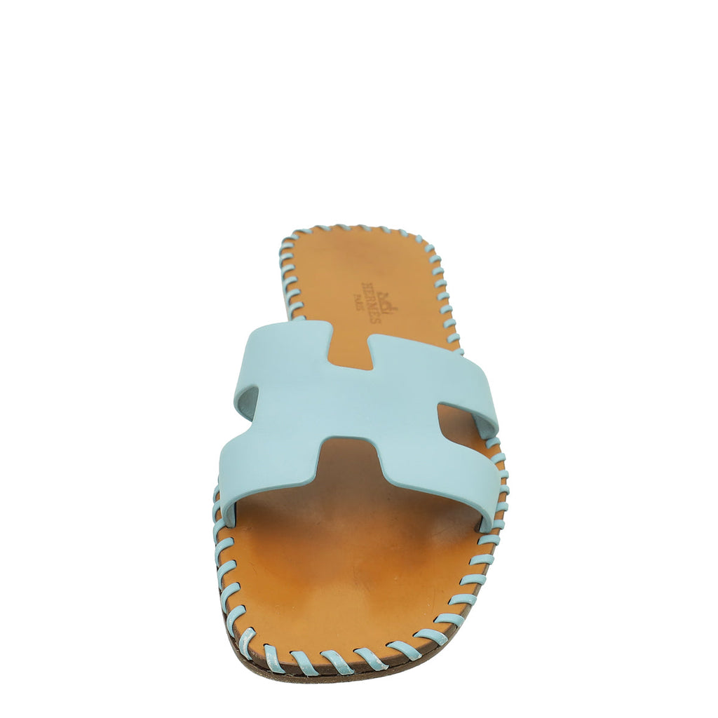 Hermes Vert D'eau Oran Braided Sole Edge Sandal 36.5