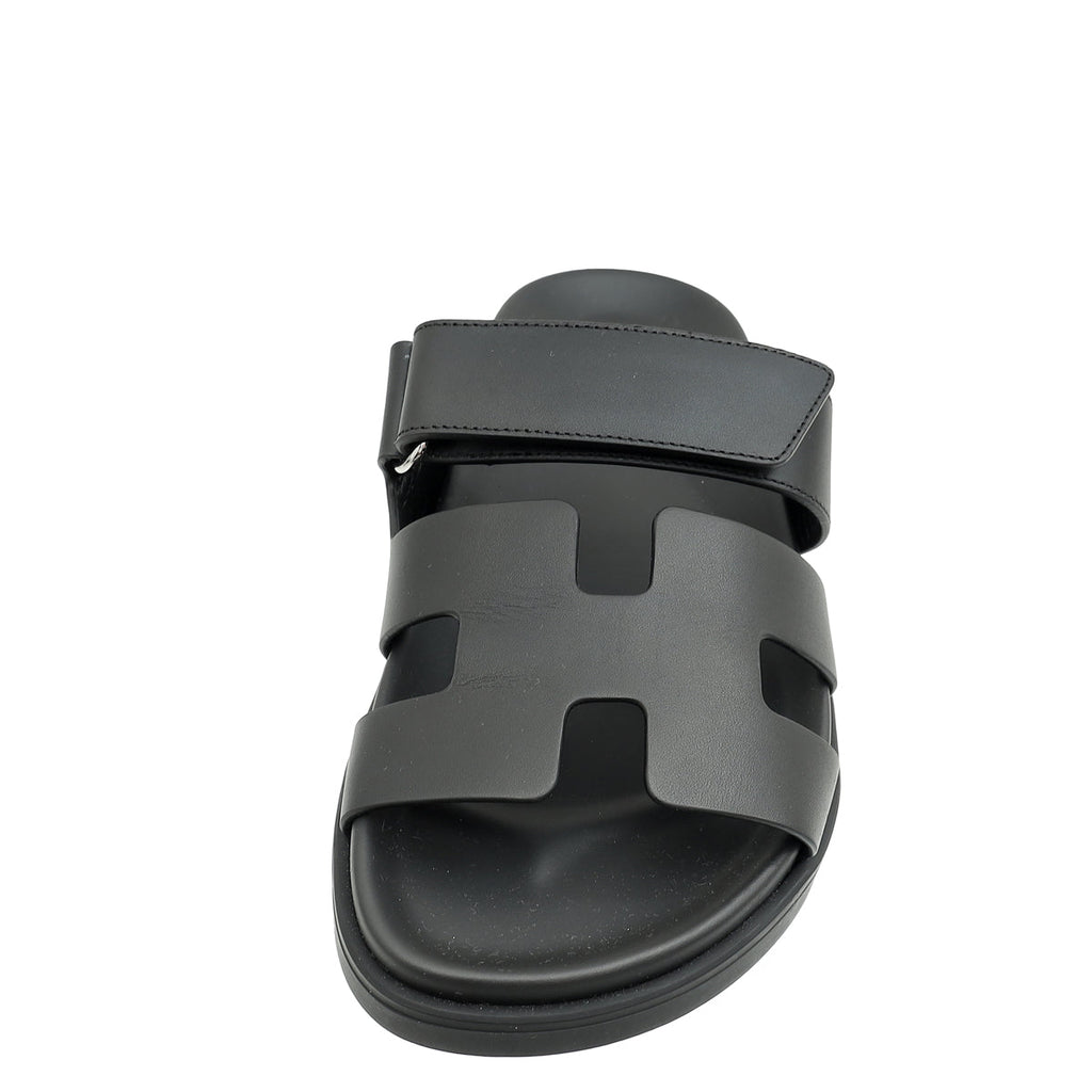 Hermes Noir Chypre Sandals 36.5