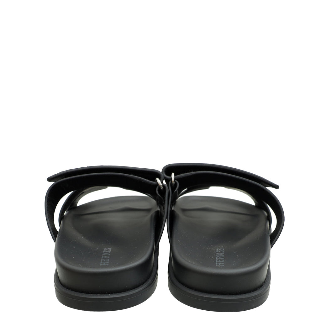 Hermes Noir Chypre Sandals 36.5