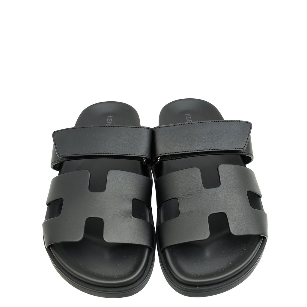 Hermes Noir Chypre Sandals 36.5