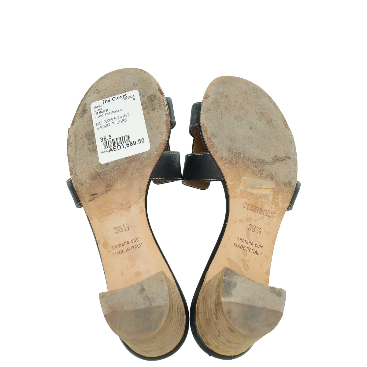 Hermes Noir Oasis Sandal 36.5