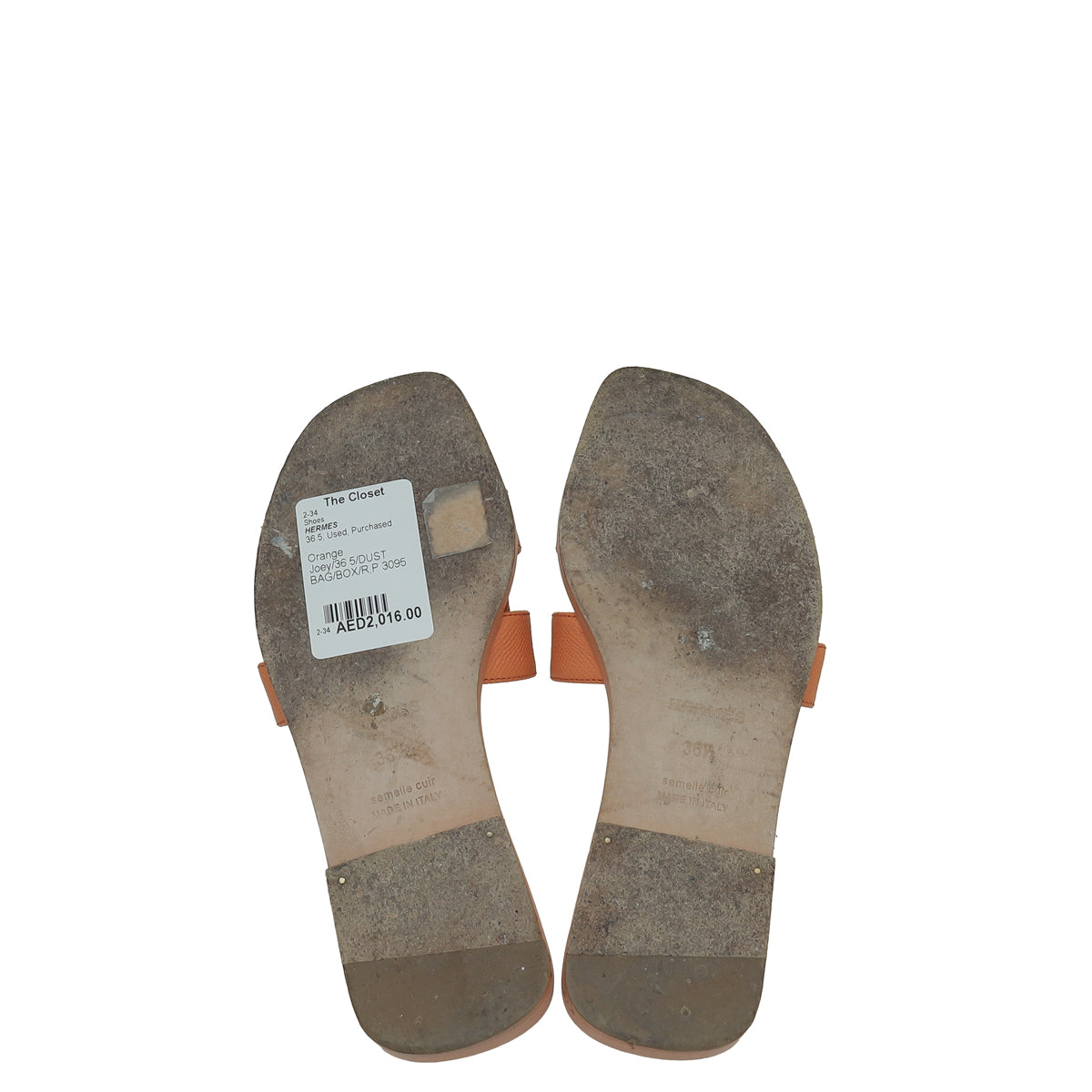 Hermes Orange Joey Oran Sandal 36.5