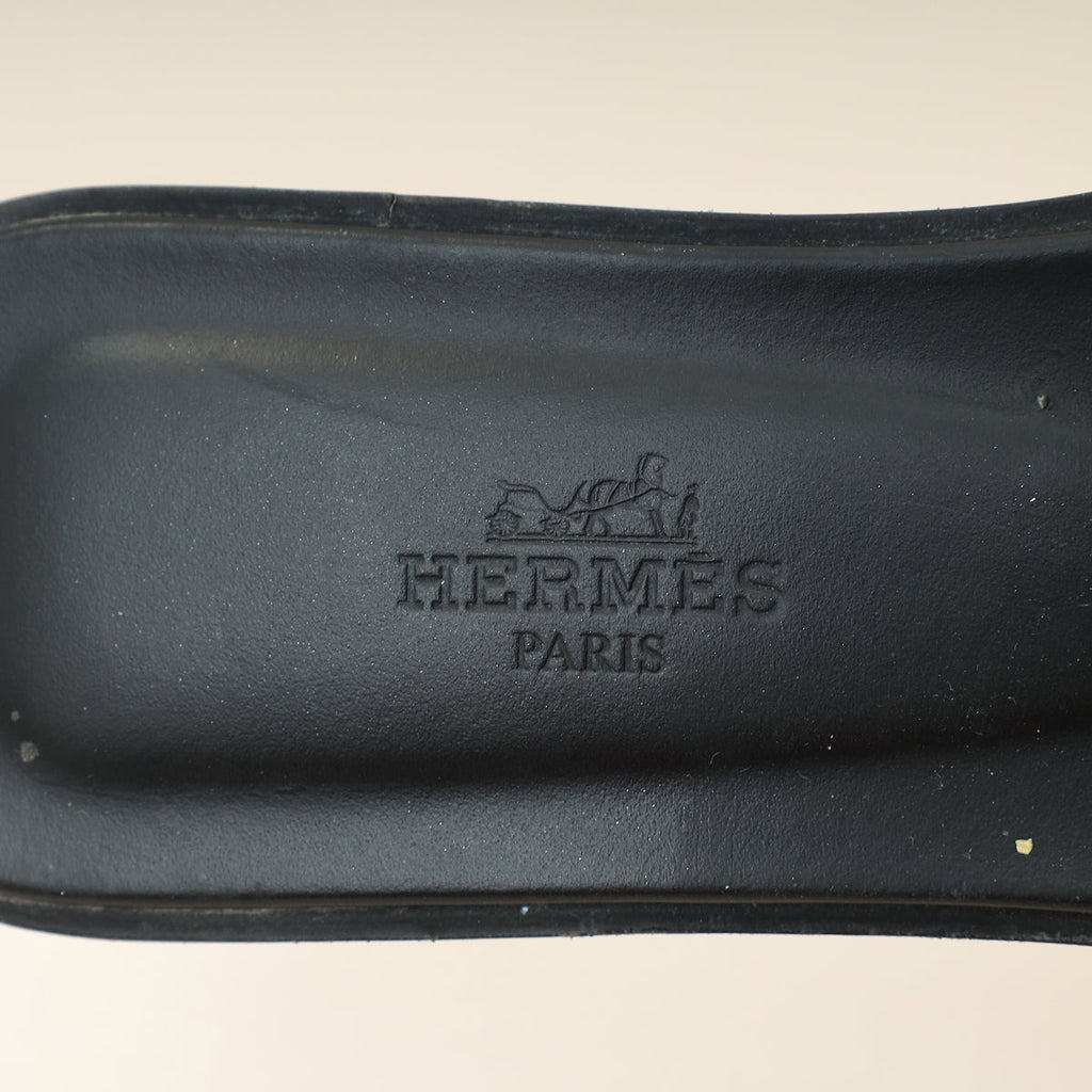 Hermes Noir Oran Sandal 36.5