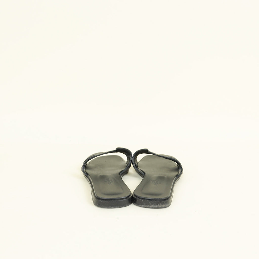 Hermes Noir Oran Sandals 36.5