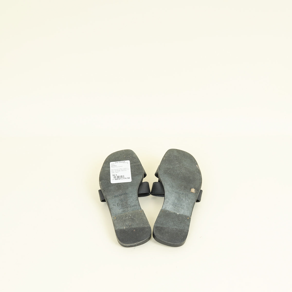 Hermes Noir Oran Sandals 36.5