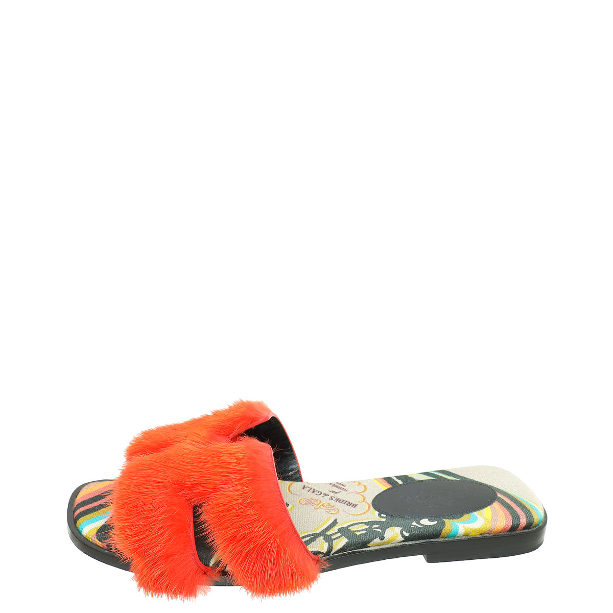 Hermes Rouge Coral Oran Mink Fur Sandal 36